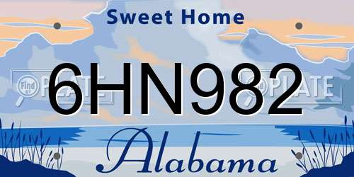 6HN982 Alabama License Plate
