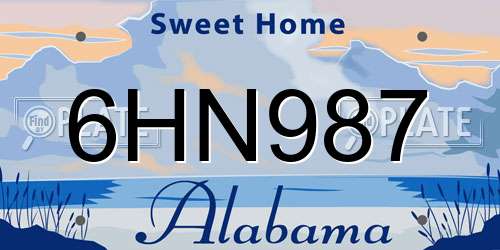 6HN987 Alabama License Plate