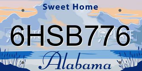 6HSB776 Alabama License Plate