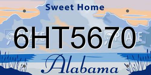 6HT5670 Alabama License Plate