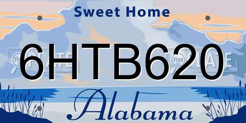 6HTB620 Alabama License Plate