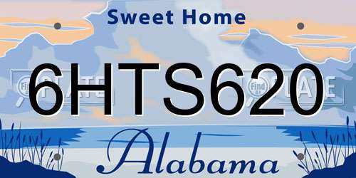 6HTS620 Alabama License Plate
