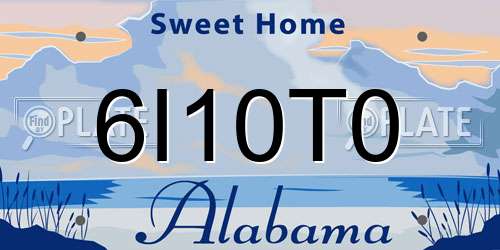 6I10T0 Alabama License Plate