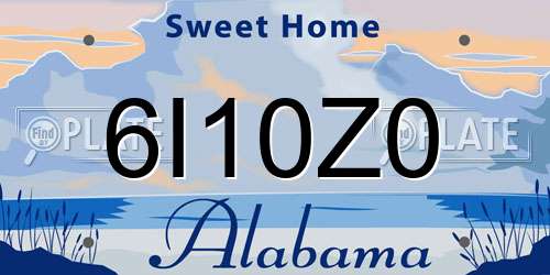 6I10Z0 Alabama License Plate