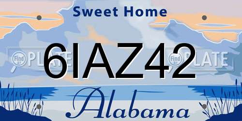 6IAZ42 Alabama License Plate