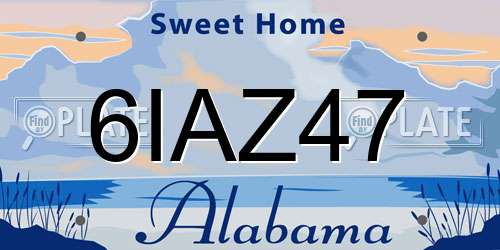 6IAZ47 Alabama License Plate