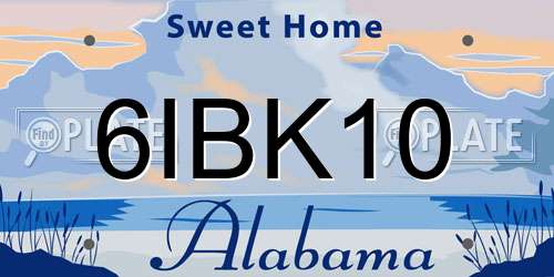 6IBK10 Alabama License Plate