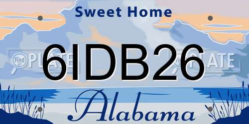 6IDB26 Alabama License Plate