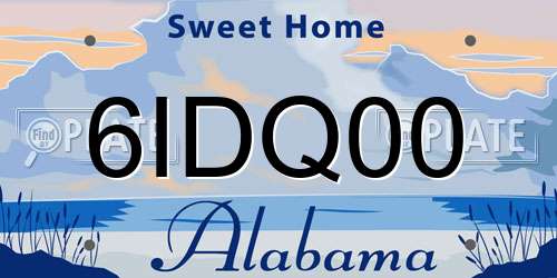 6IDQ00 Alabama License Plate