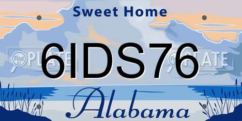 6IDS76 Alabama License Plate