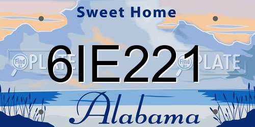 6IE221 Alabama License Plate