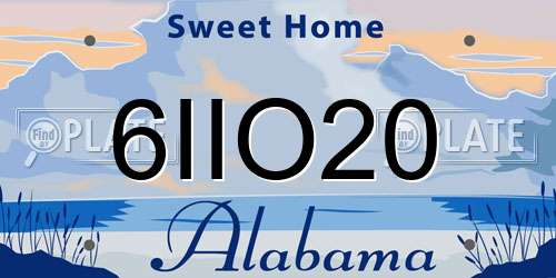 6IIO20 Alabama License Plate