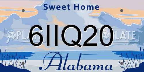 6IIQ20 Alabama License Plate