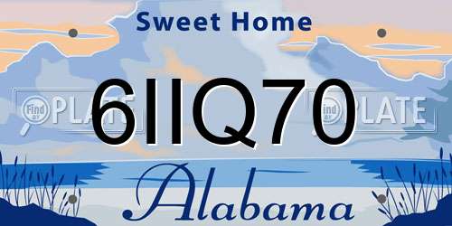 6IIQ70 Alabama License Plate
