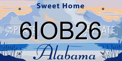 6IOB26 Alabama License Plate