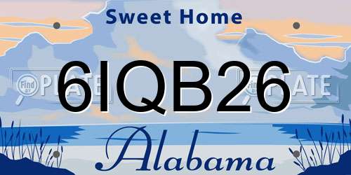 6IQB26 Alabama License Plate