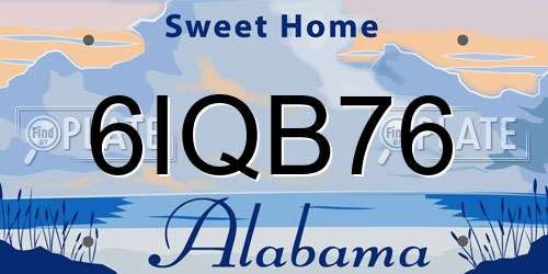 6IQB76 Alabama License Plate