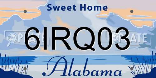 6IRQ03 Alabama License Plate