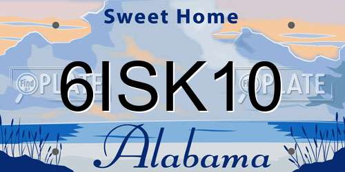 6ISK10 Alabama License Plate
