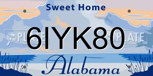 6IYK80 Alabama License Plate