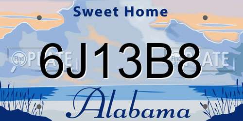 6J13B8 Alabama License Plate