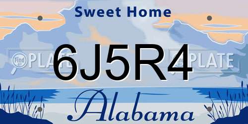 6J5R4 Alabama License Plate