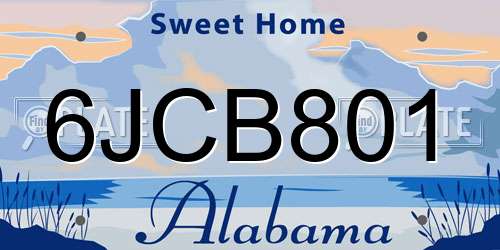 6JCB801 Alabama License Plate