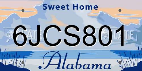 6JCS801 Alabama License Plate