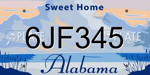 6JF345 Alabama License Plate