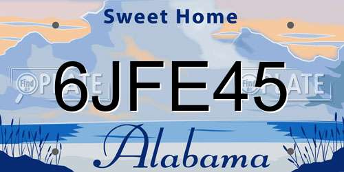 6JFE45 Alabama License Plate
