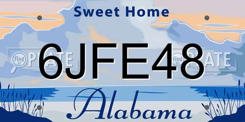 6JFE48 Alabama License Plate