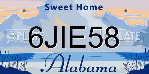 6JIE58 Alabama License Plate