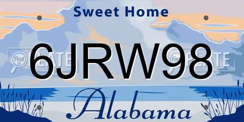 6JRW98 Alabama License Plate