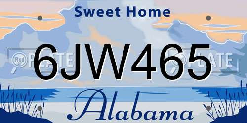 6JW465 Alabama License Plate