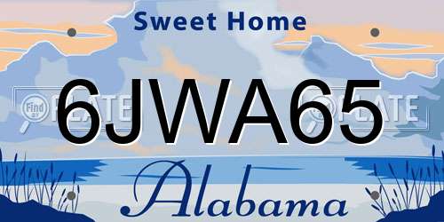 6JWA65 Alabama License Plate