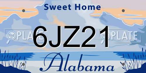 6JZ21 Alabama License Plate