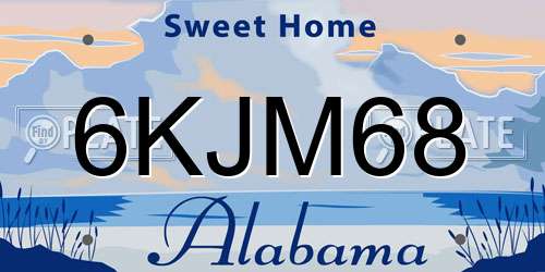 6KJM68 Alabama License Plate