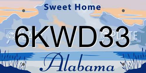 6KWD33 Alabama License Plate