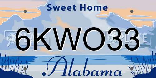 6KWO33 Alabama License Plate