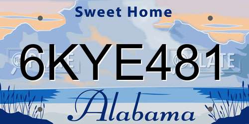 6KYE481 Alabama License Plate