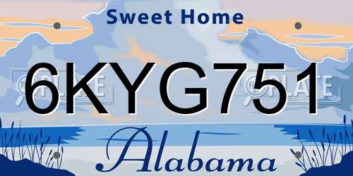 6KYG751 Alabama License Plate