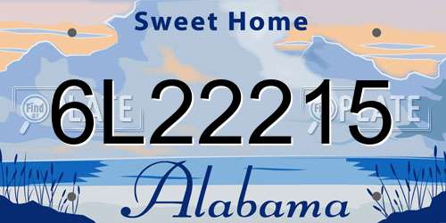 6L22215 Alabama License Plate