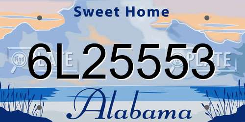 6L25553 Alabama License Plate
