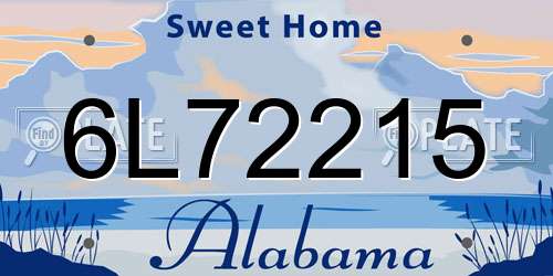 6L72215 Alabama License Plate