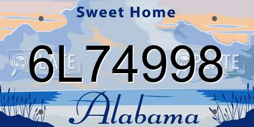 6L74998 Alabama License Plate