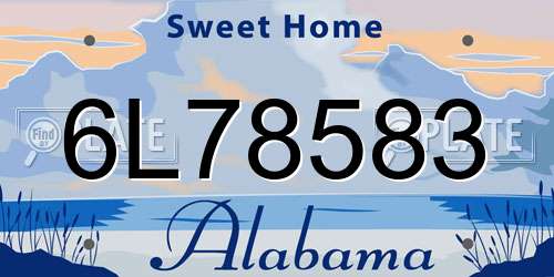 6L78583 Alabama License Plate