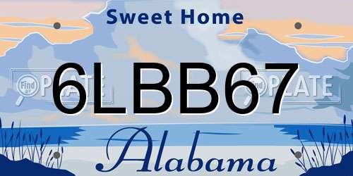 6LBB67 Alabama License Plate