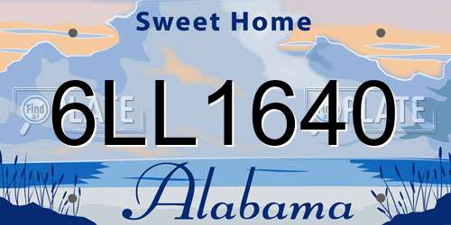 6LL1640 Alabama License Plate