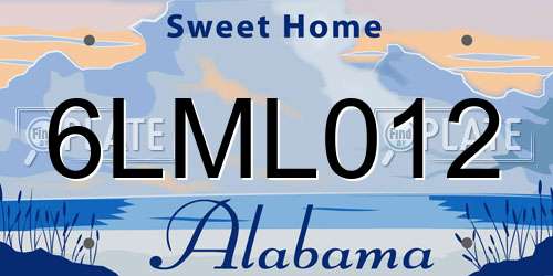 6LML012 Alabama License Plate