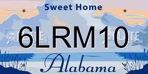 6LRM10 Alabama License Plate